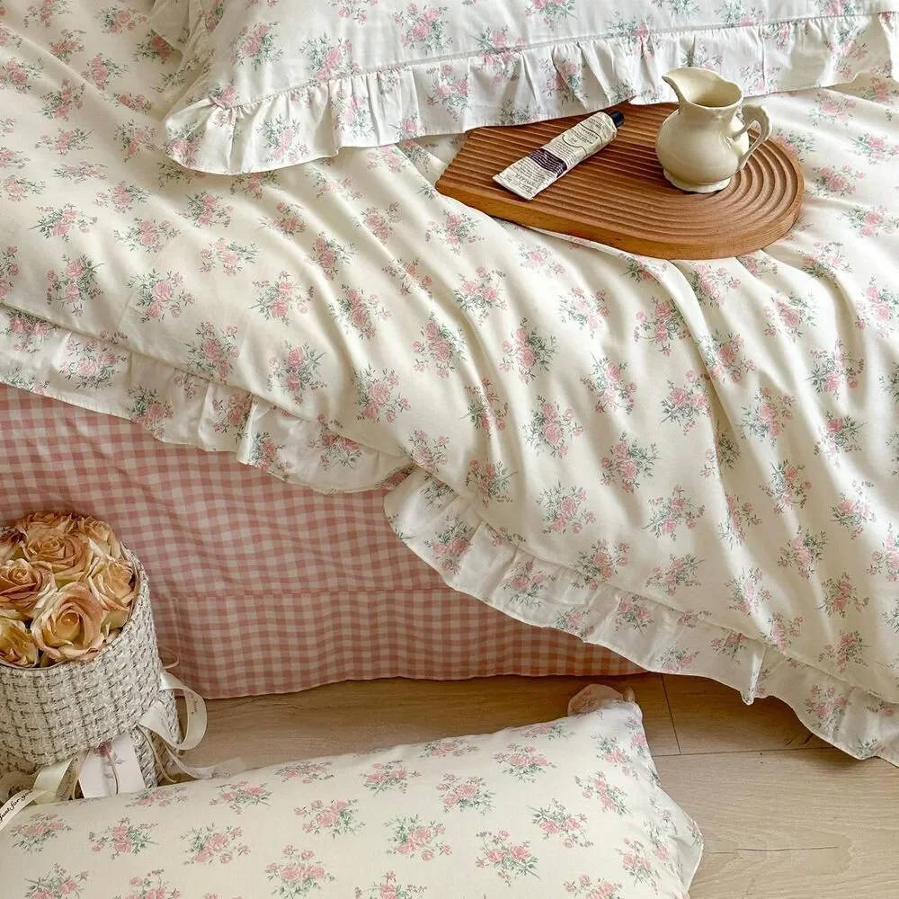 Twin XL Duvet Cover Set (Pink & Cream Floral)